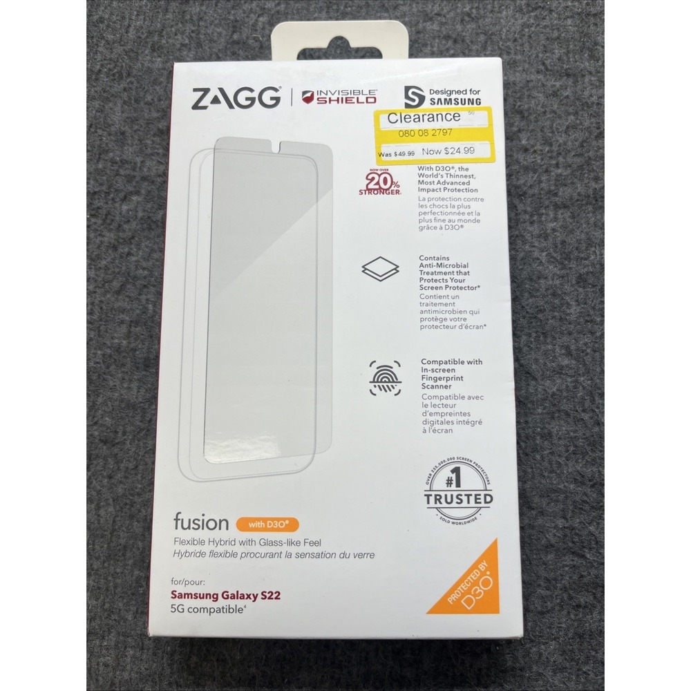 ZAGG InvisibleShield Fusion with D30 Screen Protector For Samsung Galaxy S22 5G